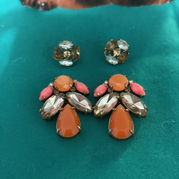 Stella and Dot Orange and Pink gemstone convertible earrings 2” EUC - Picture 3 of 4